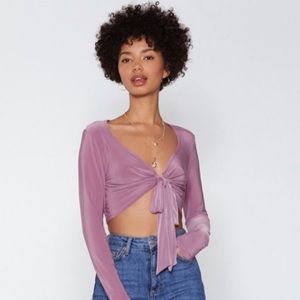 Lilac Tie Front Crop Top